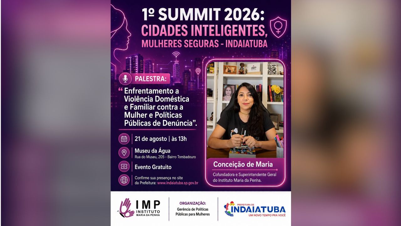 Banner Convite para o 1º Summit Indaiatuba Cidades Inteligentes, Mulheres Seguras